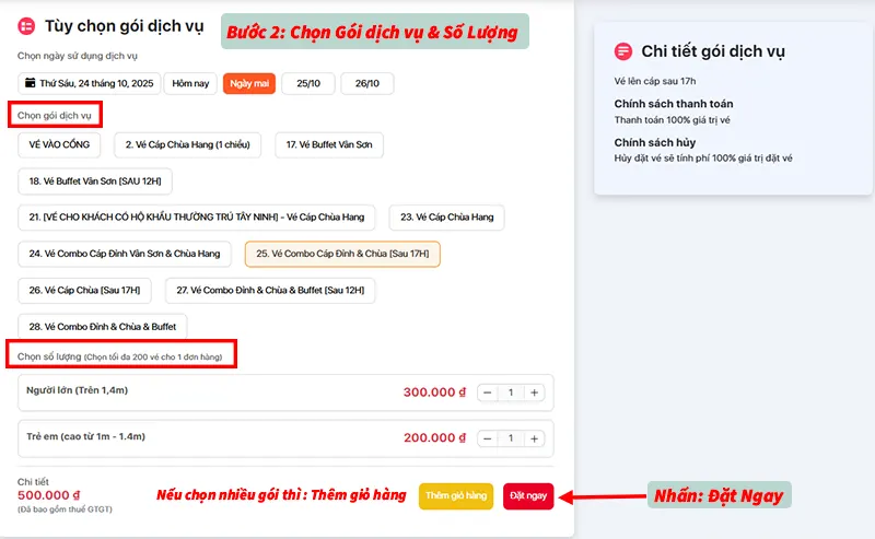 Hướng dẫn đặt vé Cáp treo Núi Bà Đen Sunworld Tây Ninh