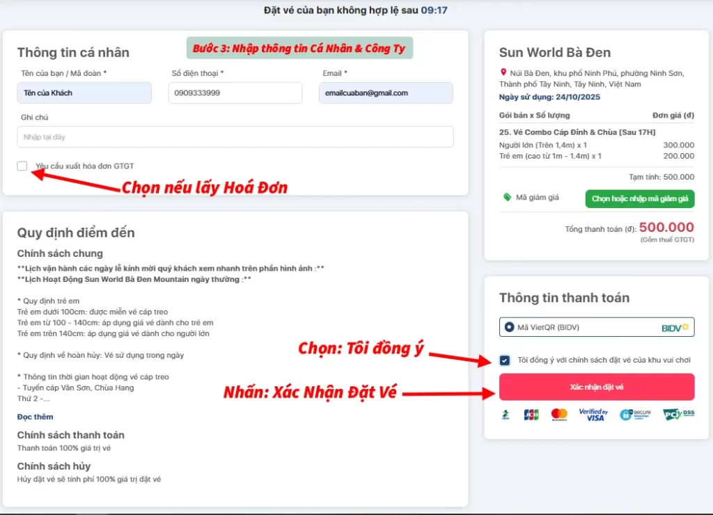Hướng dẫn đặt vé Cáp treo Núi Bà Đen Sunworld Tây Ninh