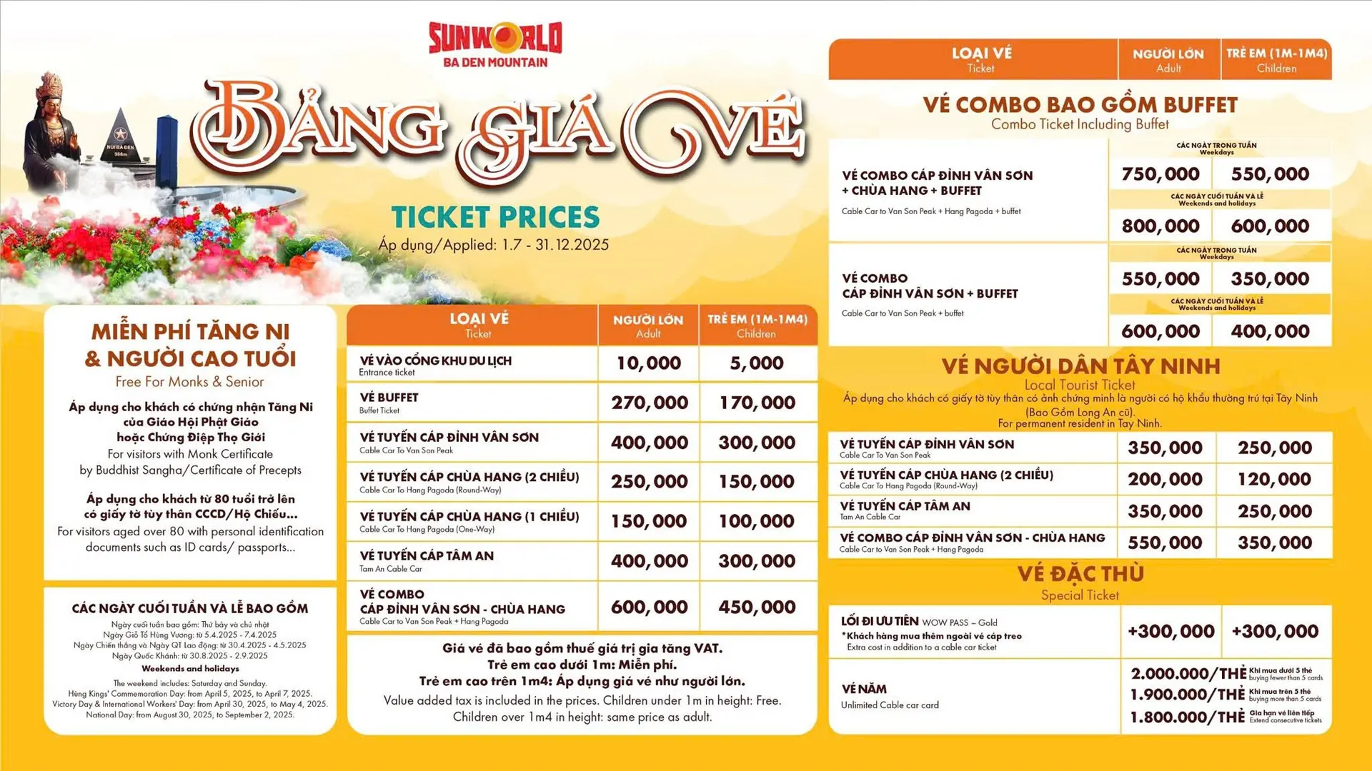 Gia ve cap treo nui ba den Tây Ninh